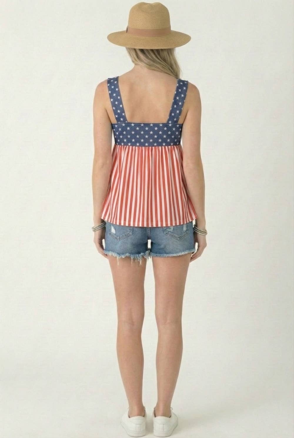 Patriotic American Flag Babydoll Tank Top