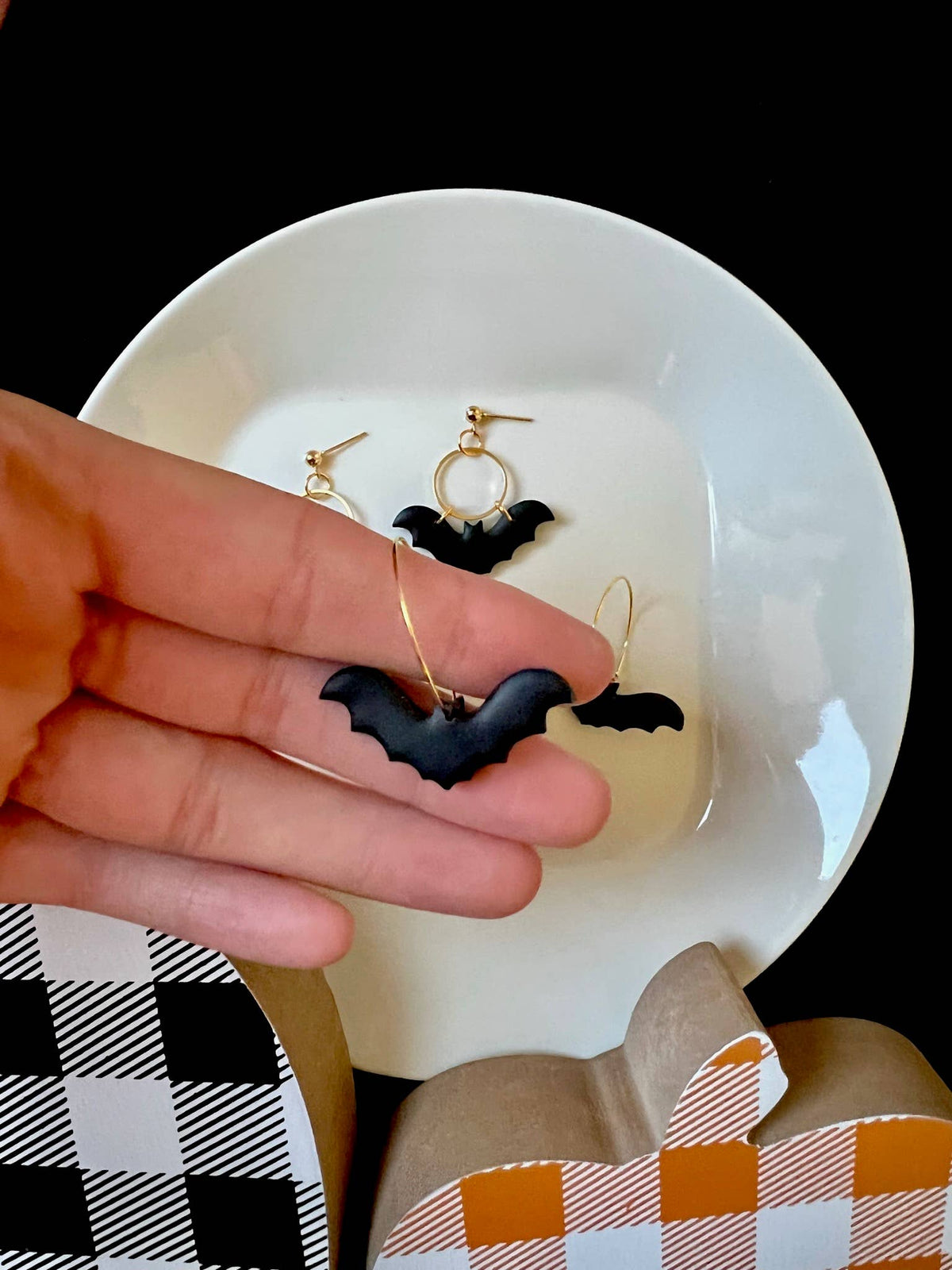 Bat Halloween Clay Earrings