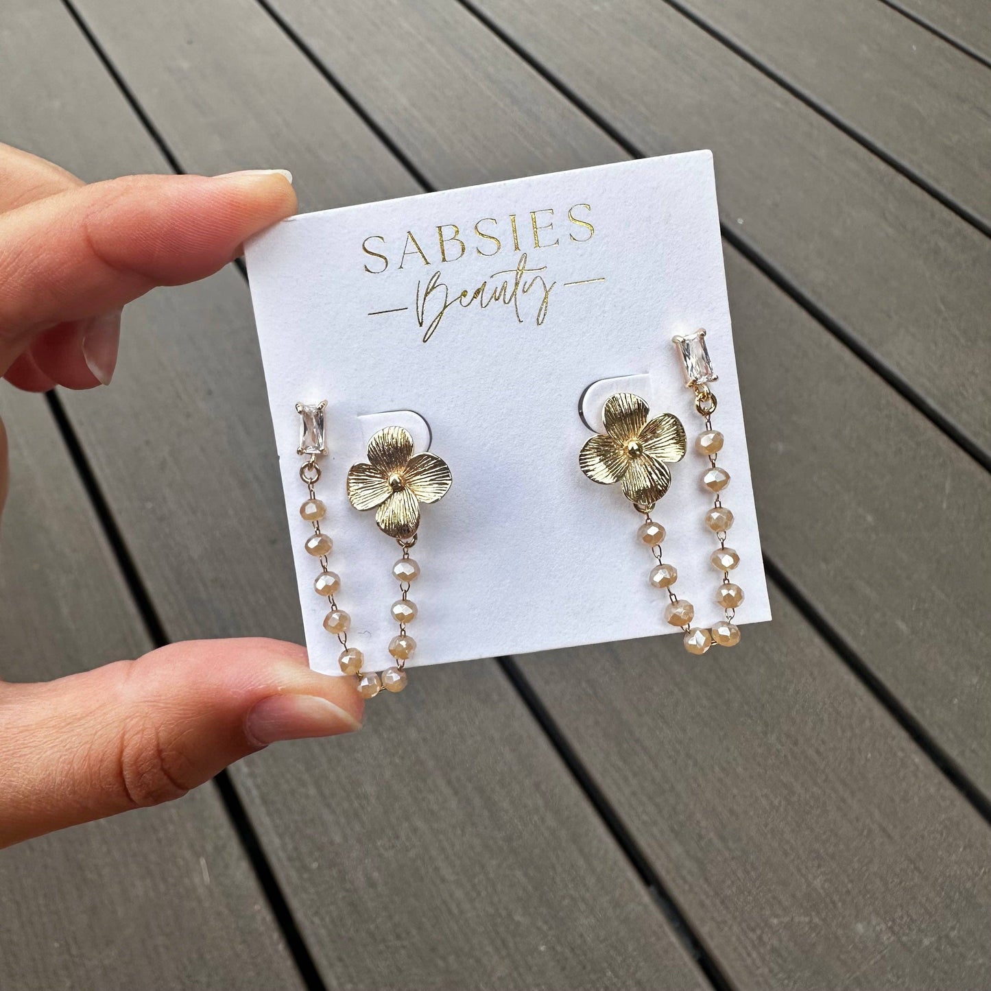 Gold Flower Nude Double Stud