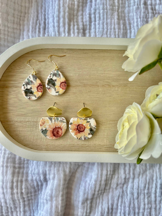 Sunflower Clay Earrings