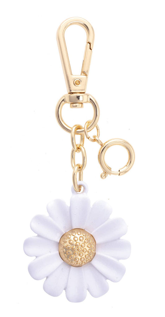 Daisy Enamel Bag Charm in White